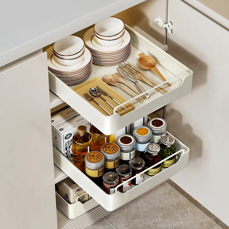 Pull-Out Cabinet Organizer with Slide Rails, Kitchen Storage