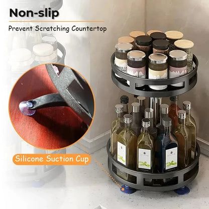 Rotating Kitchen Spice Rack Turntable Storage Organizer for Counter