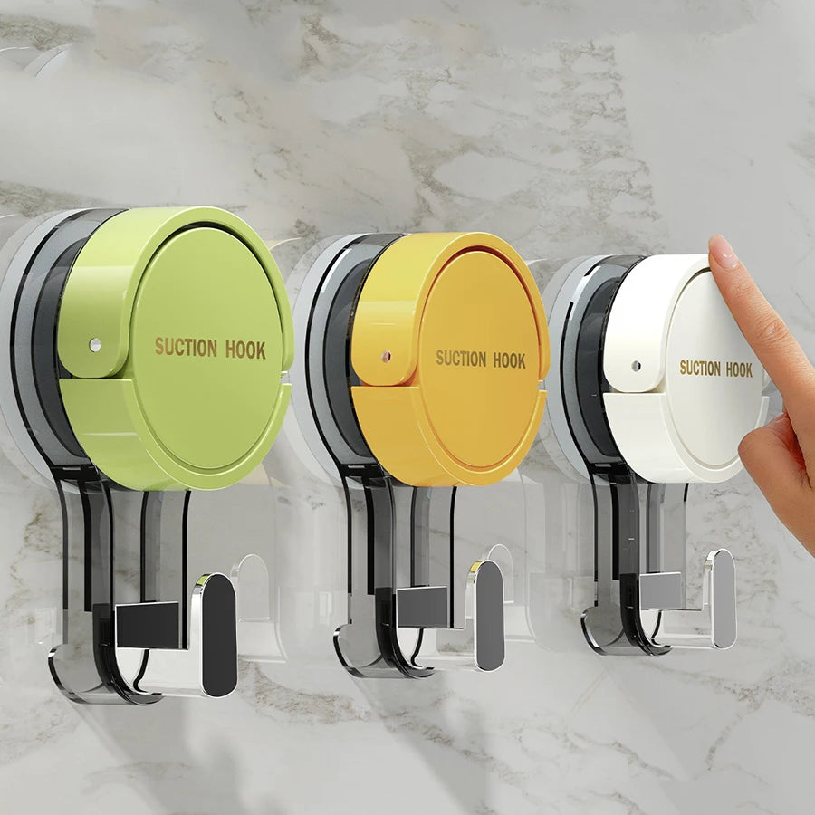 Strong Vacuum Suction Wall Hooks No-Drill Bathroom Holders