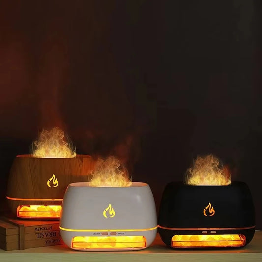 Salt Rock Flame-Effect Night Light with Warm Glow