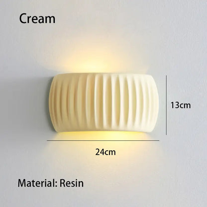 Wabi-Sabi Fluted Wall Sconce, Plaster-Look Resin Up/Down Light