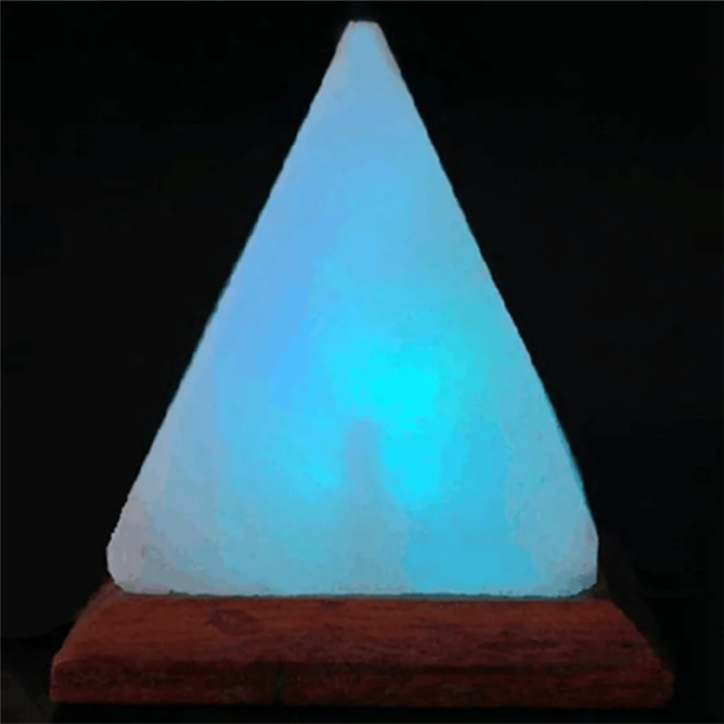 Himalayan Salt Pyramid Lamp with Wooden Base