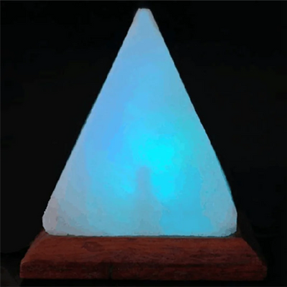 Himalayan Salt Pyramid Lamp with Wooden Base