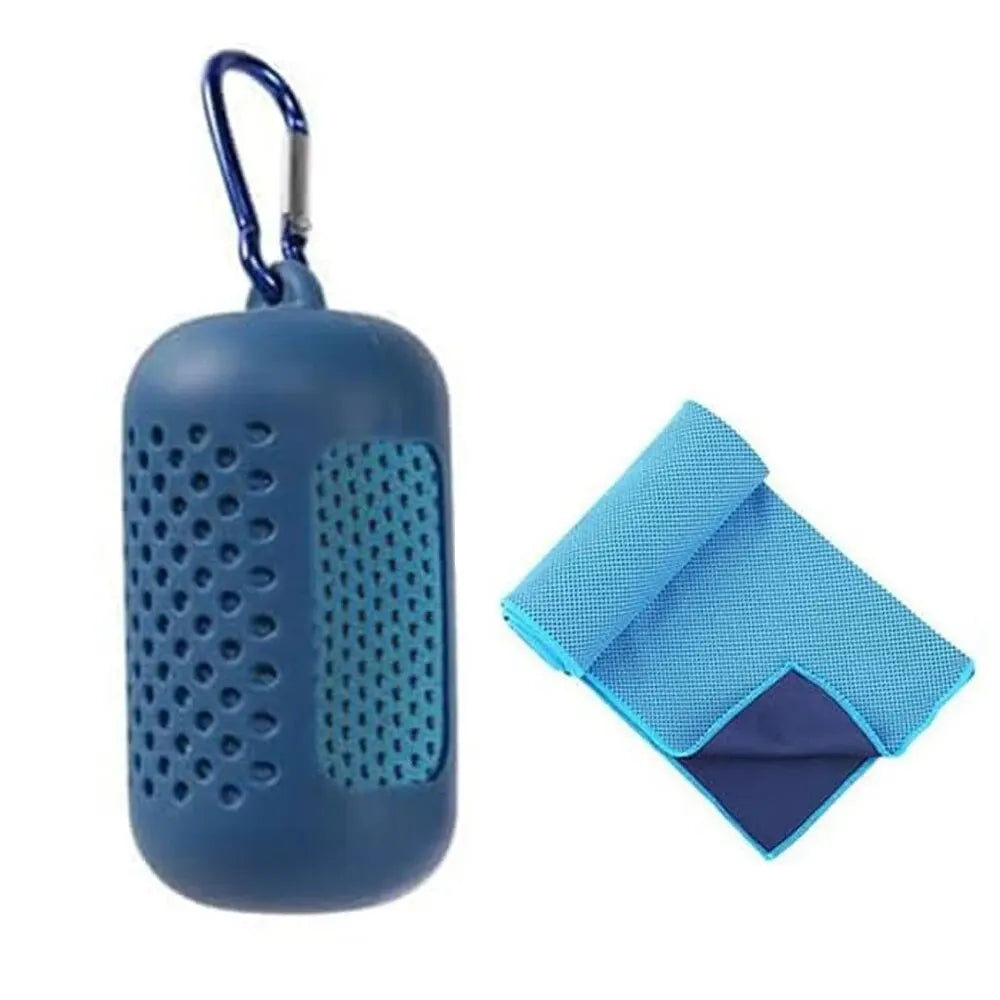 Cooling Towel — Quick-Dry Microfiber Chill Towel with Silicone Carry Case