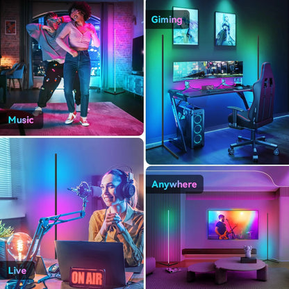 Minimalist RGB Corner Floor Lamp with Music Sync and Remote