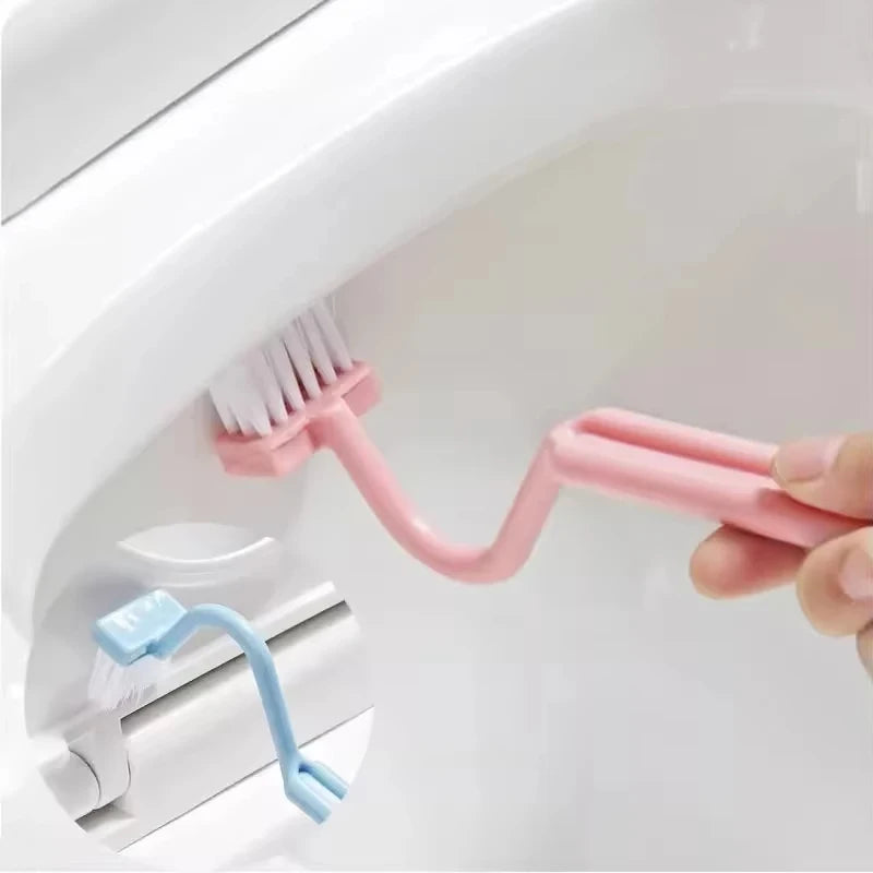 Curved Long-Handle Toilet Brush for Under-Rim Cleaning
