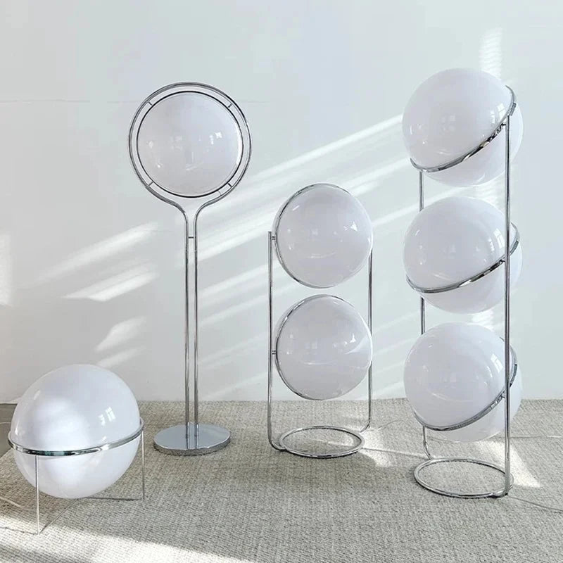 Chrome Metal Floor Lamp with Frosted Acrylic Ball Globe