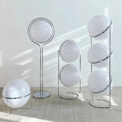 Chrome Metal Floor Lamp with Frosted Acrylic Ball Globe