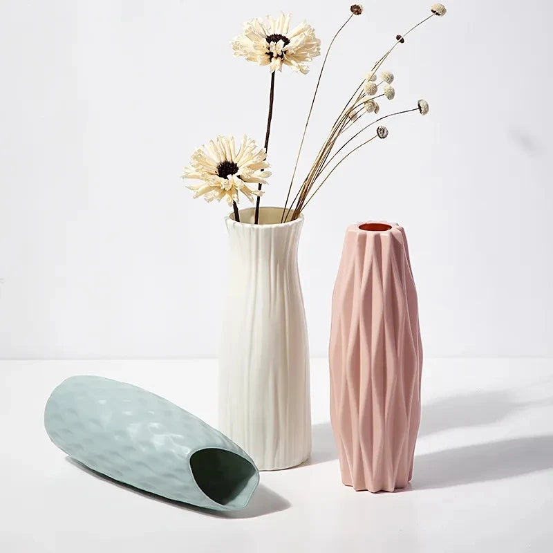 Nordic Plastic Flower Vase, Modern Minimalist Decor Bottle