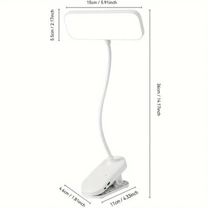 Clip-On LED Desk Lamp USB Rechargeable Dual-Head Reading Light