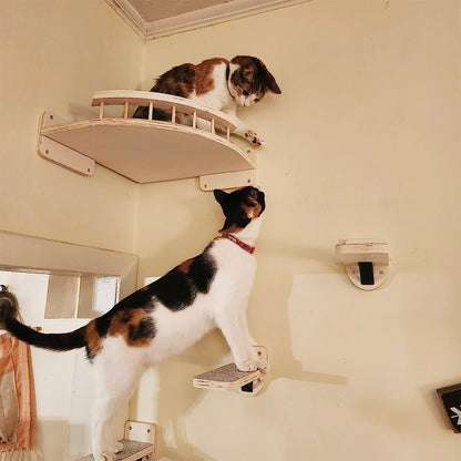Wall-Mounted Cat Climbing Shelf 4-Step Stairway With Sisal