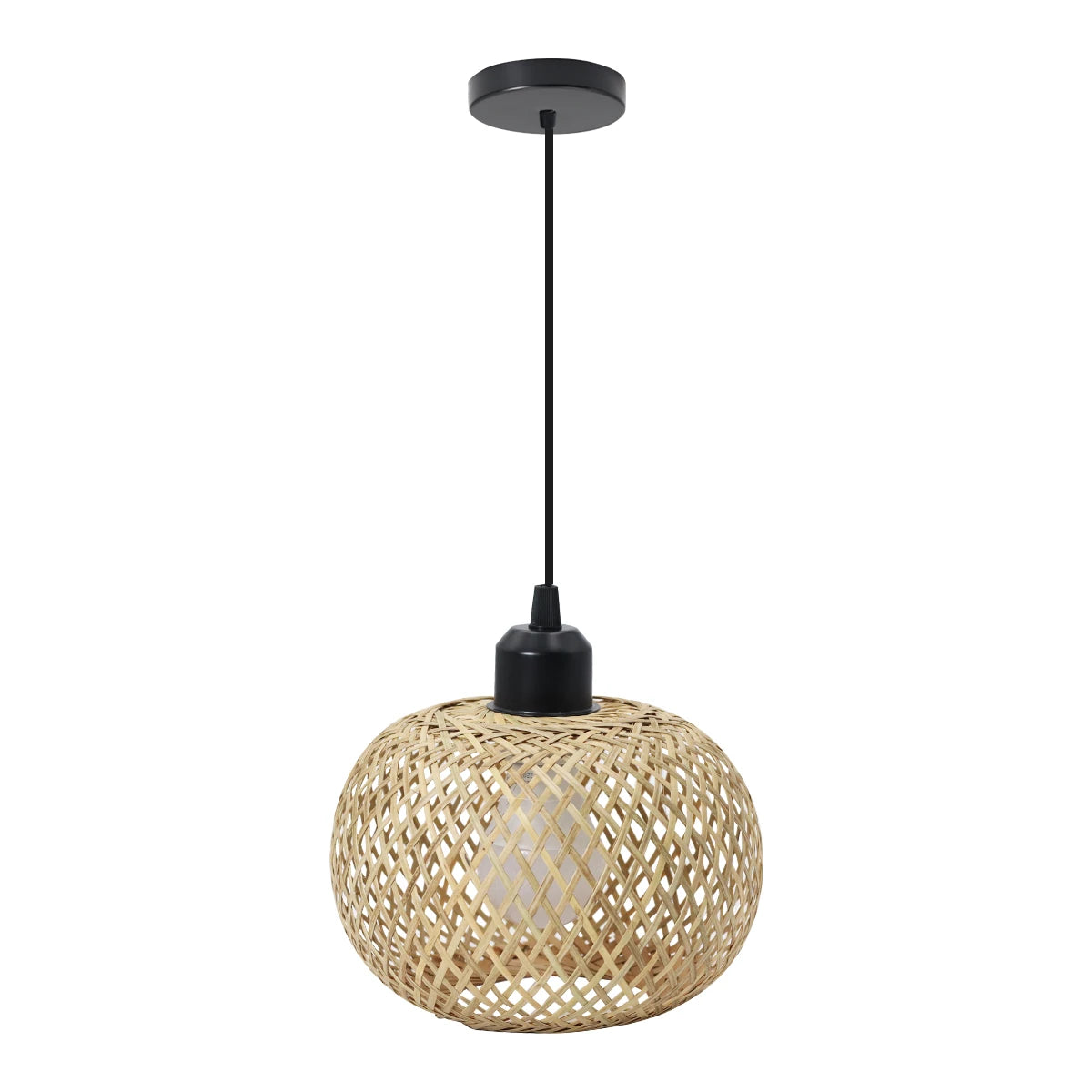 Hand Woven Bamboo Rattan Pendant Light Natural Boho Cafe Lamp
