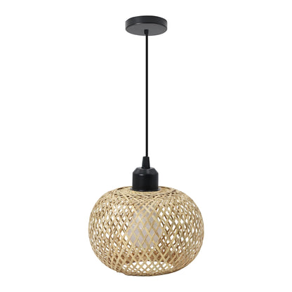 Hand Woven Bamboo Rattan Pendant Light Natural Boho Cafe Lamp