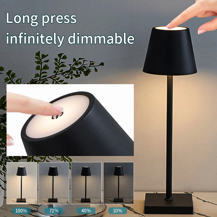 Rechargeable Cordless Table Lamp Touch Dimmable 3 Brightness Levels