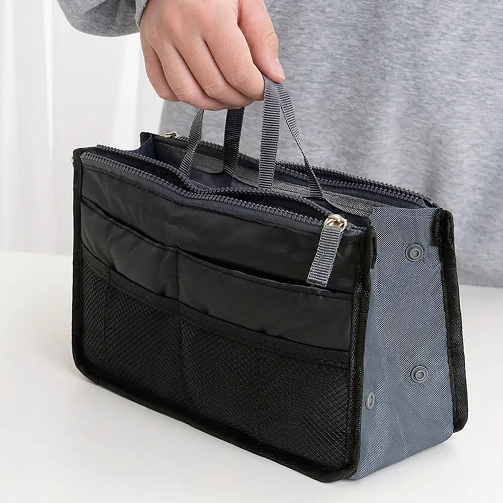 Large Makeup Bag with Double Zipper — Multi-Compartment Travel Toiletry Organizer for Women