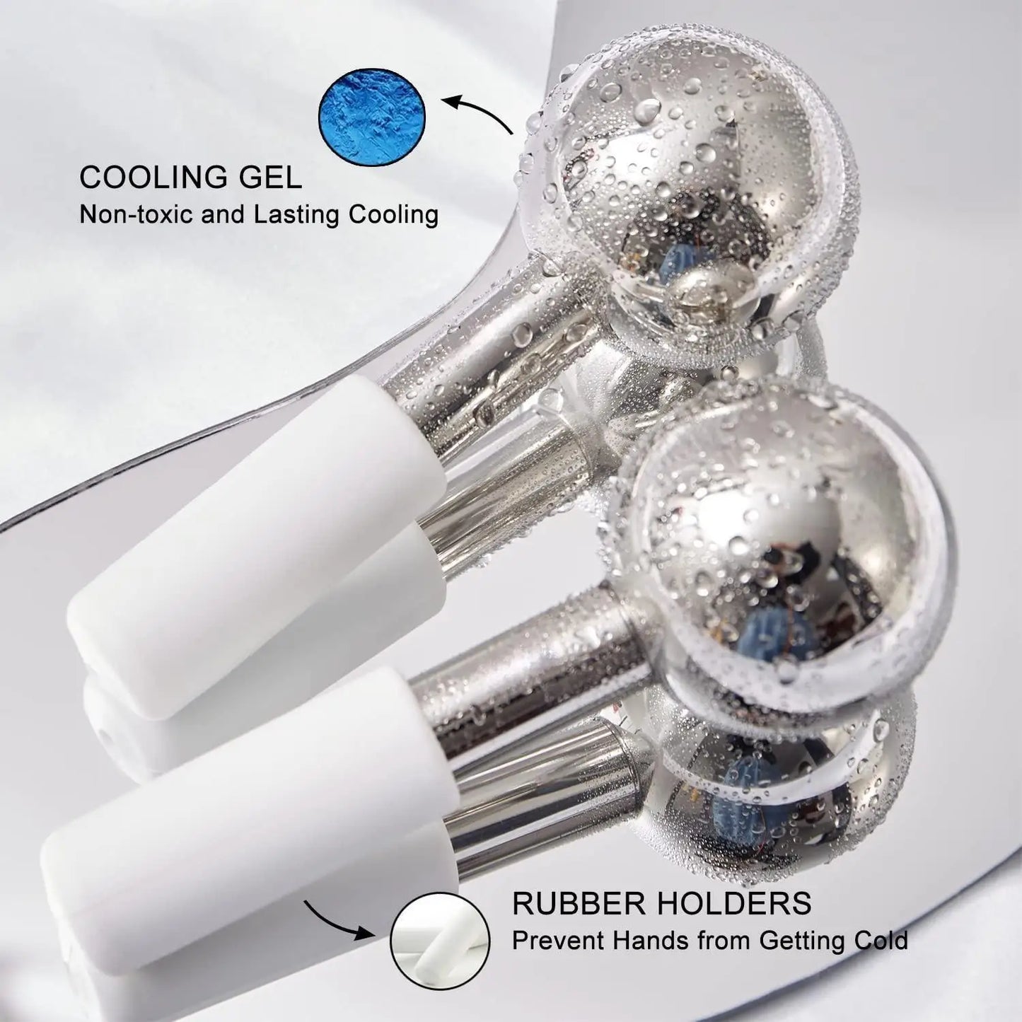 Stainless Steel Ice Globes for Face & Eyes — 2-Piece Cooling Cryo Facial Massagers