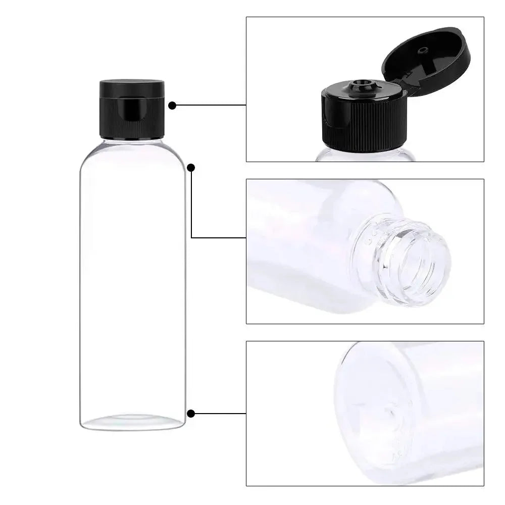 Refillable Travel Bottles with Flip Caps — 5-Pack Clear Squeeze Bottles for Toiletries