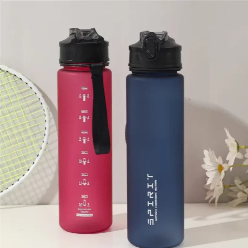 Leak-Proof Sports Water Bottle — 750ml with Straw & Carrying Loop, BPA-Free