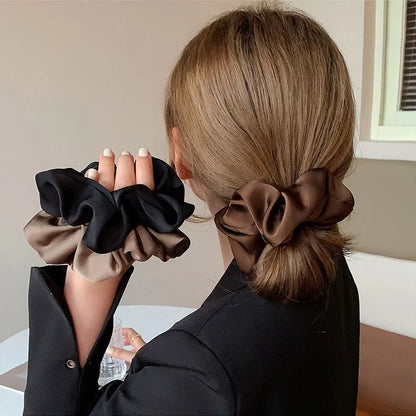 Silky Satin Scrunchies for Women — Soft Elastic Hair Ties for Ponytails & Buns