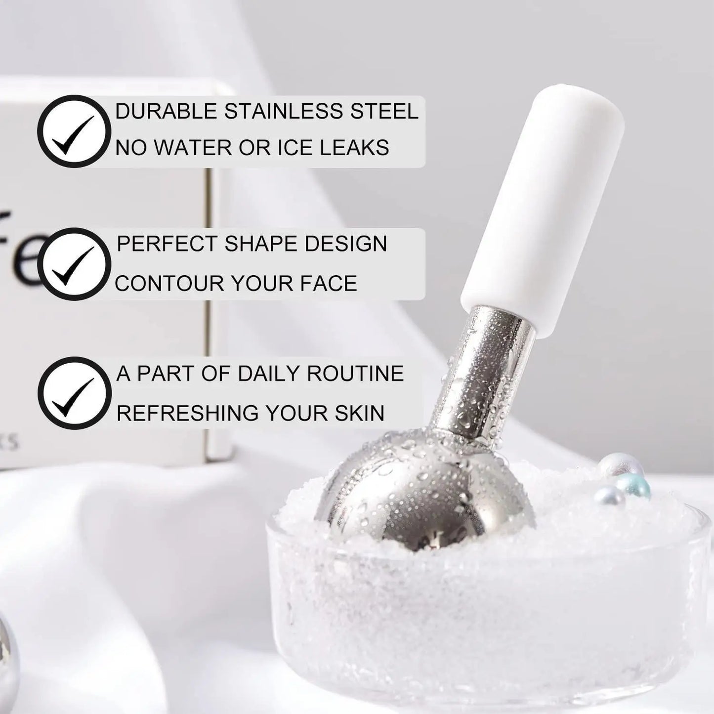 Stainless Steel Ice Globes for Face & Eyes — 2-Piece Cooling Cryo Facial Massagers