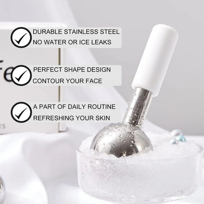 Stainless Steel Ice Globes for Face & Eyes — 2-Piece Cooling Cryo Facial Massagers