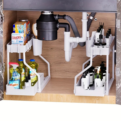 2-Tier Under Sink Organizer Pull Out Storage Rack for Kitchen