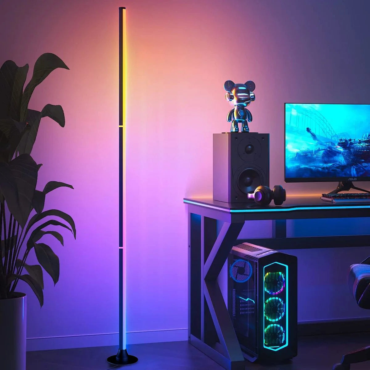 RGB Color-Changing Corner Floor Lamp with Remote Control