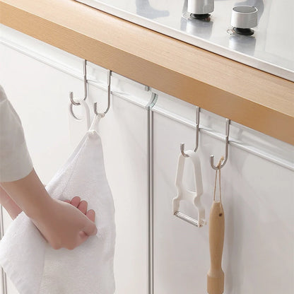 Stainless Steel Over-Cabinet Double S Hooks, Set of 10