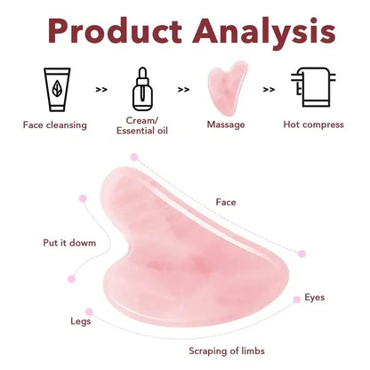 Rose Quartz Gua Sha Facial Tool for Skincare Massage
