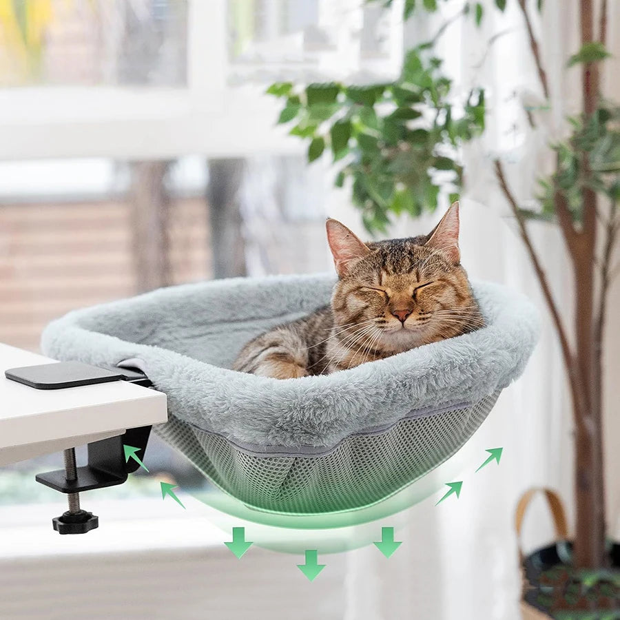 Foldable Clip-On Cat Bed for Desk, Space-Saving Pet Perch