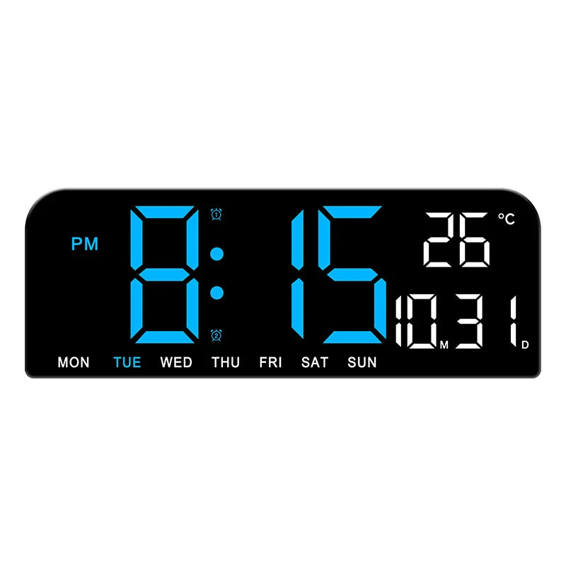 Large LED Digital Wall Clock with Date and Temperature
