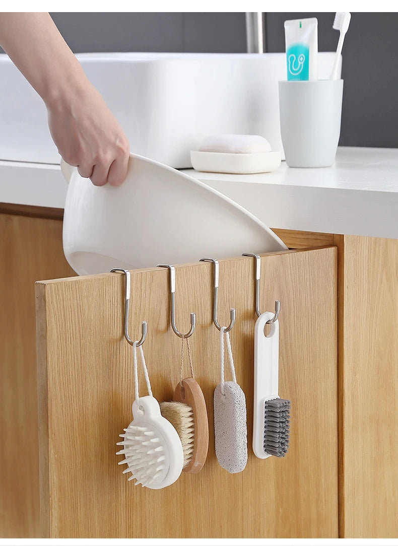 Stainless Steel Over-Cabinet Double S Hooks, Set of 10