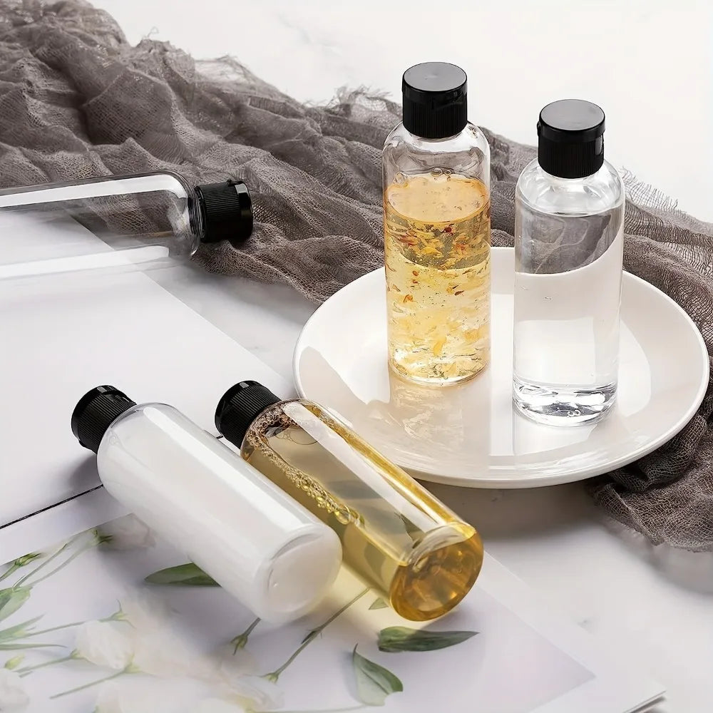 Refillable Travel Bottles with Flip Caps — 5-Pack Clear Squeeze Bottles for Toiletries