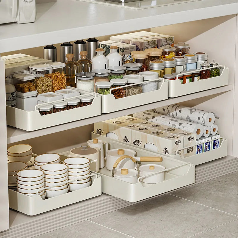 Pull-Out Cabinet Organizer with Slide Rails, Kitchen Storage
