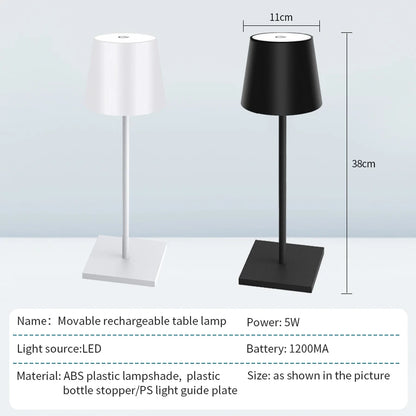 Rechargeable Cordless Table Lamp Touch Dimmable 3 Brightness Levels