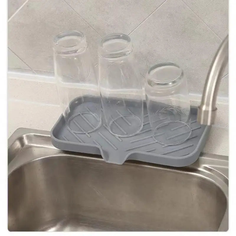 Silicone Sink Tray with Drain for Soap and Sponge Storage