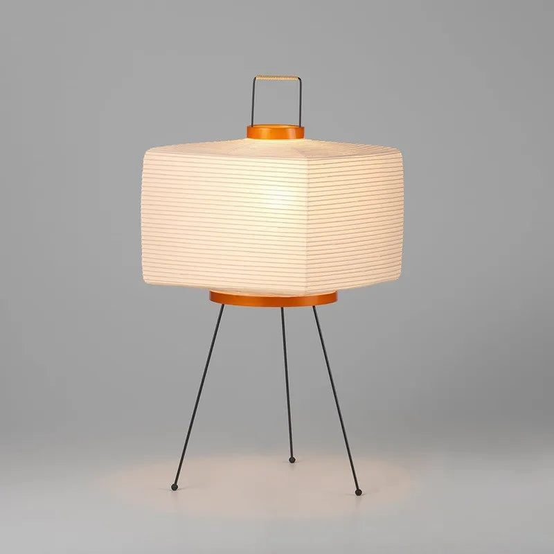 Wabi-Sabi Rice Paper Tripod Floor Lamp for Bedroom