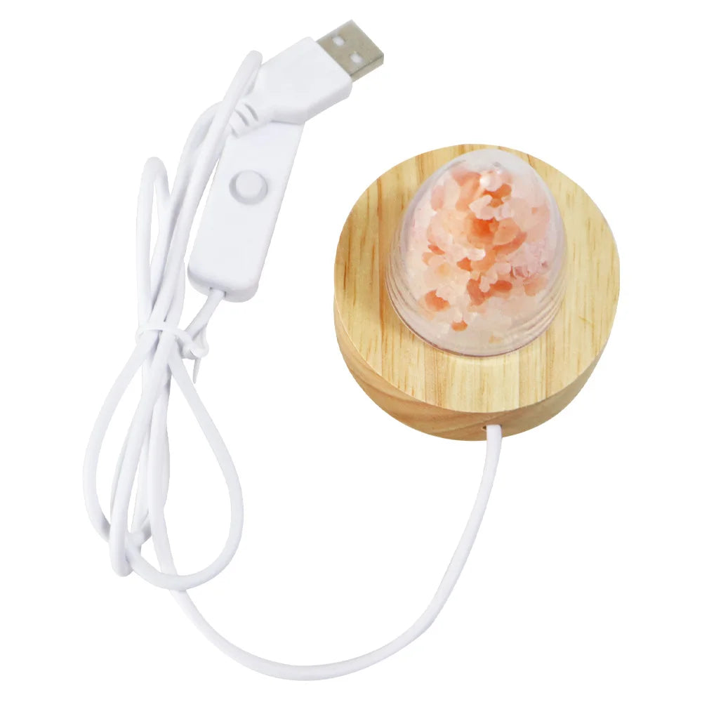 Himalayan Salt Crystal Lamp USB 8-Color Wooden Base Mood Light