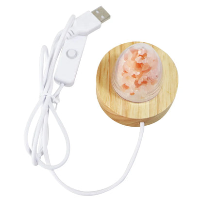 Himalayan Salt Crystal Lamp USB 8-Color Wooden Base Mood Light