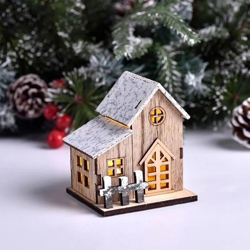 Light-Up Wooden Christmas House, LED Holiday Cabin Decoration