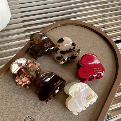Cute Heart-Shaped Mini Hair Claw Clips — Small Acetate Clips for Women & Girls