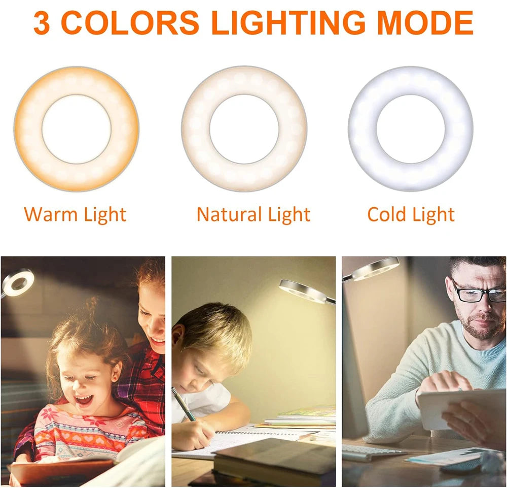 Clip-On LED Desk Lamp with Flexible Gooseneck and USB