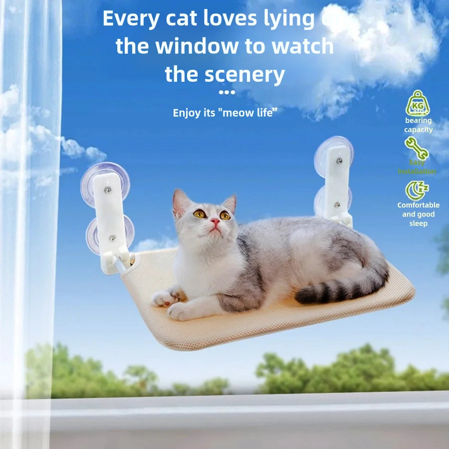 Cat Window Perch Hammock With Suction Cups, Folding Cat Bed