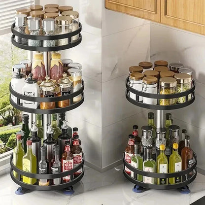 Rotating Kitchen Spice Rack Turntable Storage Organizer for Counter