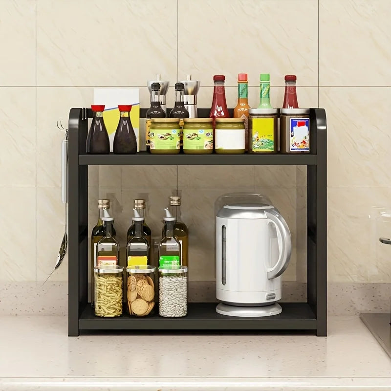 2-Tier Metal Countertop Shelf Space-Saving Spice Organizer