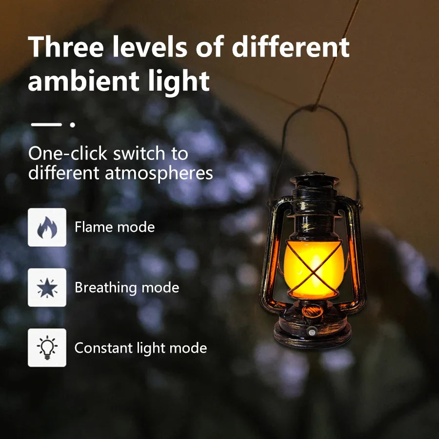 Vintage Rechargeable Lantern Portable Camping Light for Indoor Outdoor