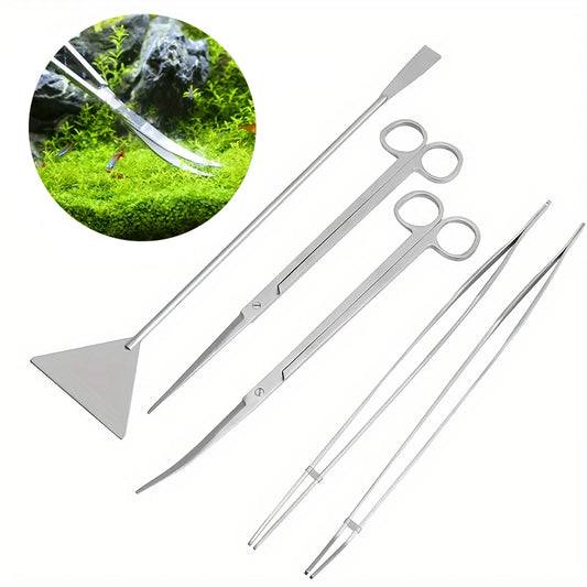 Stainless Steel Aquascaping Tool Kit With Curved Scissors