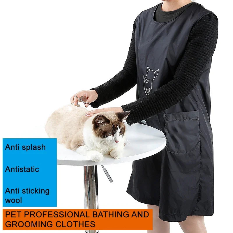 Waterproof Pet Grooming Apron with Tool Pockets