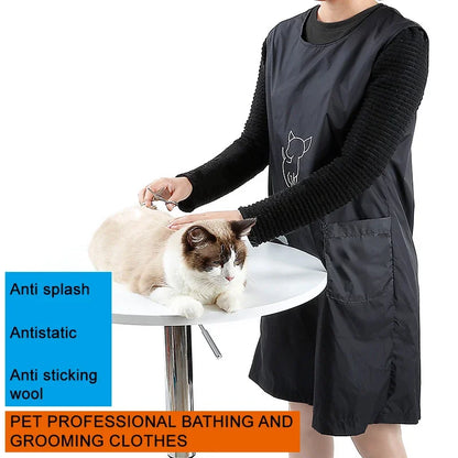 Waterproof Pet Grooming Apron with Tool Pockets