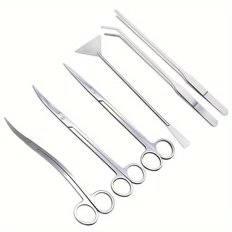 Stainless Steel Aquascaping Tool Kit With Curved Scissors